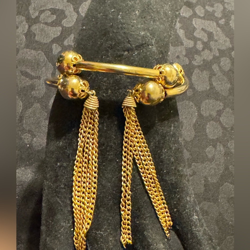 Wrapped Gold Plated Bracelet with Tassel Accents